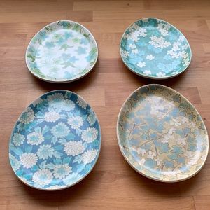 POTTERY BARN Floral Egg Plates